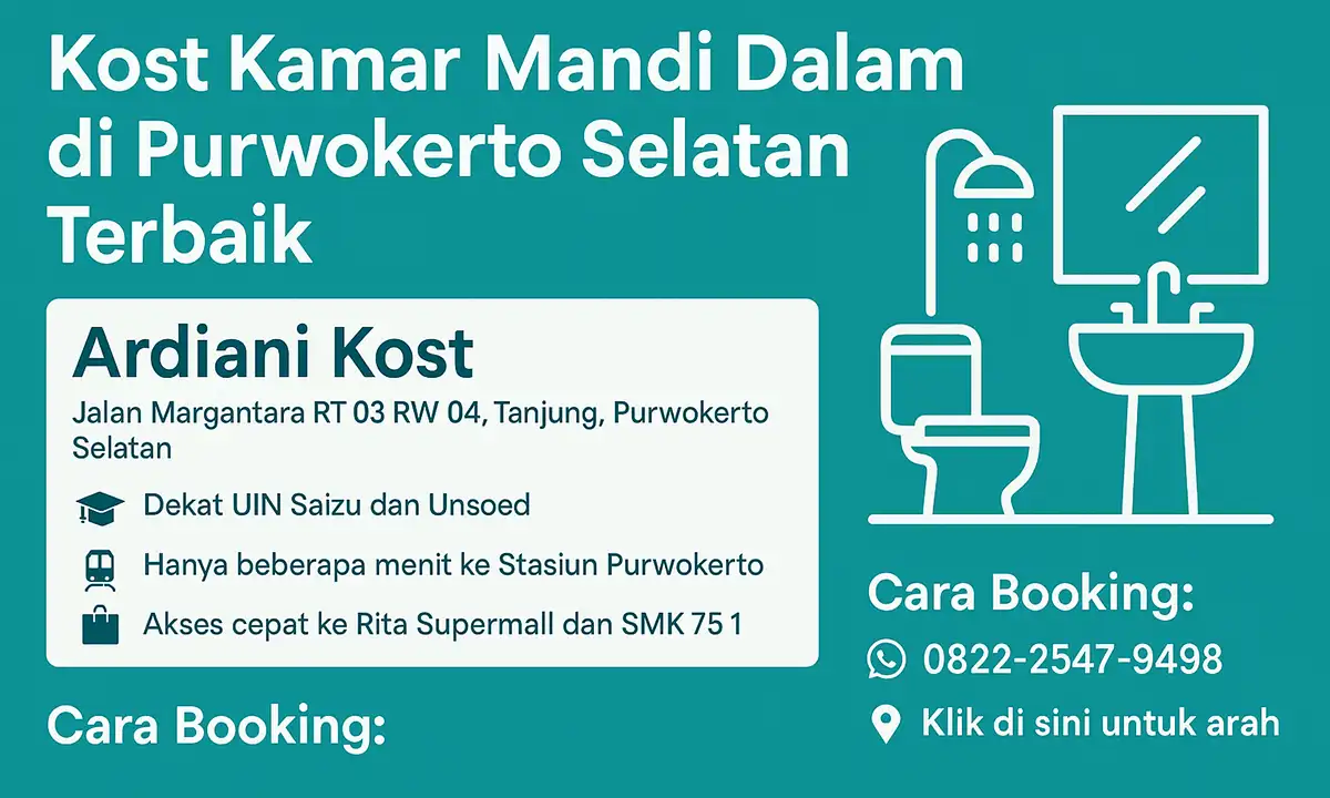 Kost Kamar Mandi Dalam di Purwokerto Selatan Terbaik